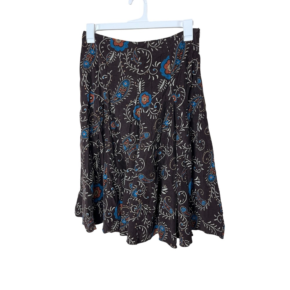 Relativity Y2K Brown Paisley Floral Corduroy Midi Skirt Size‎ 10